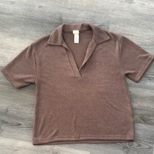 H&M Brown V-neck Knit Top Size Small